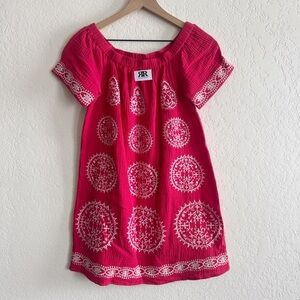 Skies Are Blue Red Dress with White Patterns